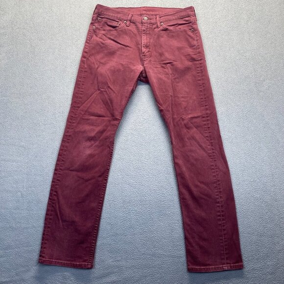 Levis 513 Jeans Mens Size 34X32 Burgundy Slim Straight Dark Red,Stretch - Picture 12 of 12